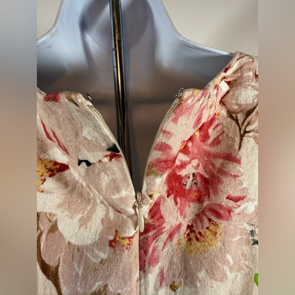 Express Floral Linen Blend Romper XL NWT Puff Sleeve Belted Lined Crochet $118 - Picture 5 of 11